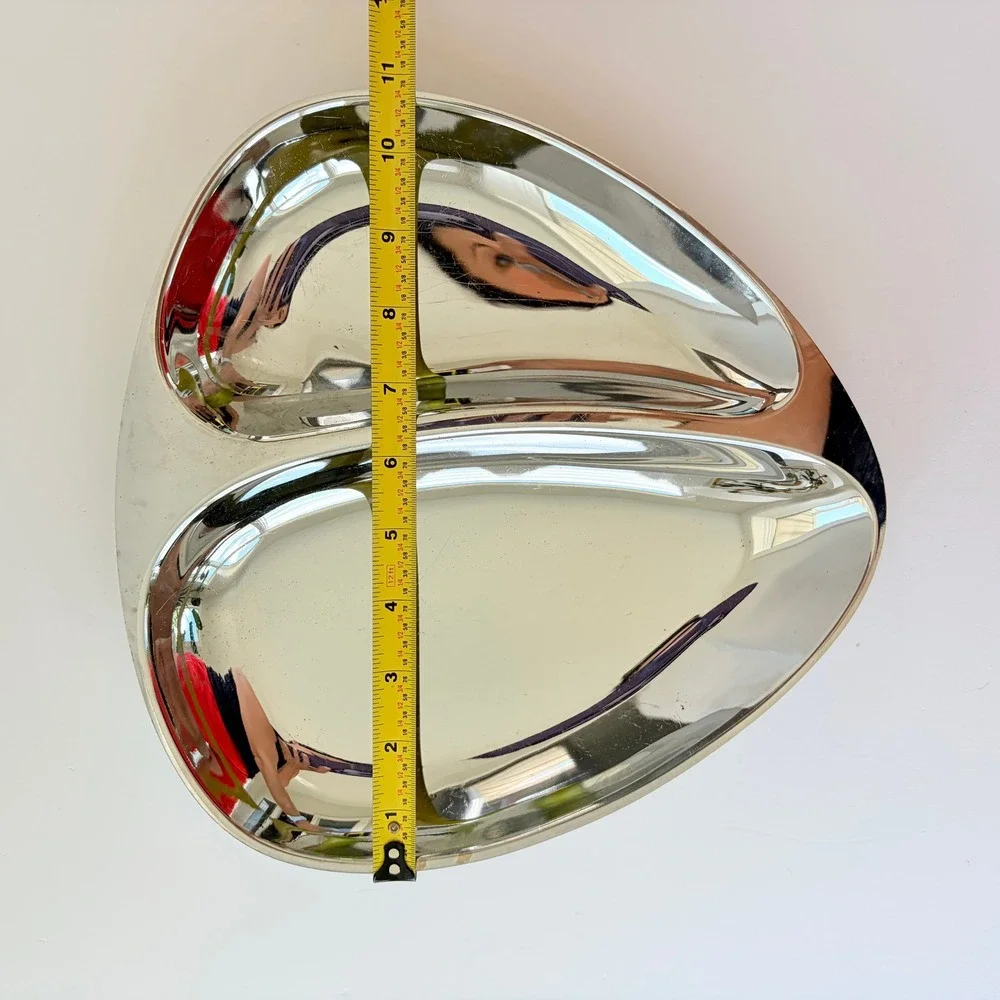 Milbern Creations Mid Century Modern Chrome Biomorphic Divided Serving Tray MCM